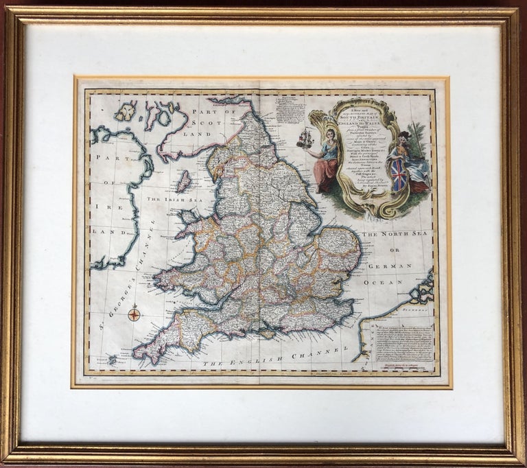 Item #H15378 A New and very Accurate Map of South Britain, or England and Wales, 1747 framed map with original color. Emanuel Bowen.