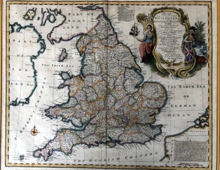 A New and very Accurate Map of South Britain, or England and Wales, 1747 framed map with original color
