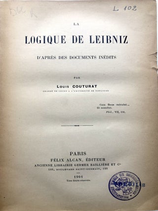 La Logique de Leibniz. D'apres des documents inedits