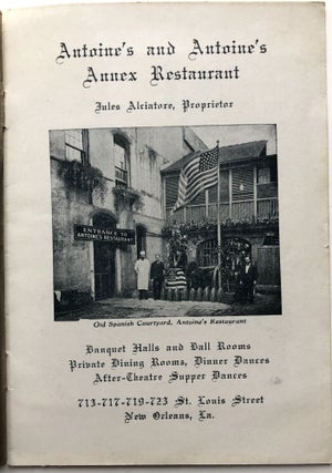 Ca. 1922 brochure pamphlet: Antoine's and Antoine's Annex Restaurant, Jules Alciatore, Proprietor (New Orleans)