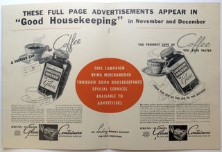 Large 1936 brochure geared to coffee merchants: "18,600,000 Circulation in 1936 on Coffee Vacuum Packed in Glass"