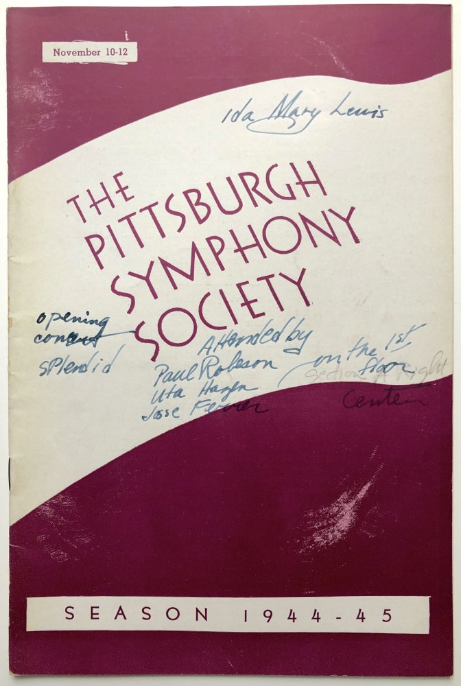 Item #H15484 Program for a November 10, 1945 Pittsburgh Symphony concert