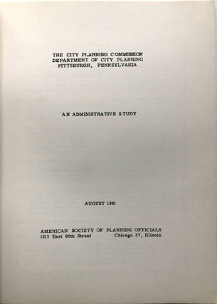The City Planning Commission, Department of City Planning, Pittsburgh, Pennsylvania: an administrative study