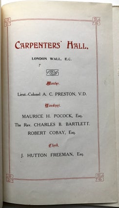Menu and Program for Carpenters' Company Court Dinner, Friday 10th July, 1908 (London Wall)