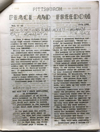 1966 8 pp. flyer: Bulletin: Pittsburghers Protest Hanoi-Haiphong Bombings & Pittsburgh Peace and Freedom, Vol. I #1, July 1966