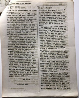 1966 8 pp. flyer: Bulletin: Pittsburghers Protest Hanoi-Haiphong Bombings & Pittsburgh Peace and Freedom, Vol. I #1, July 1966