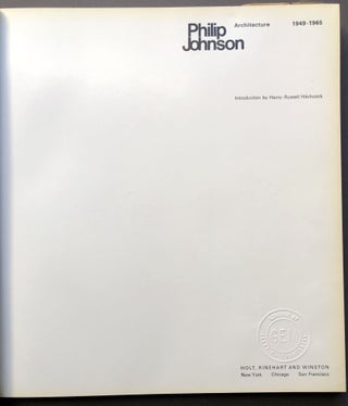 Philip Johnson, Architecture 1949-1965 - inscribed