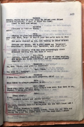 Stage typescript for ABIE'S IRISH ROSE, Anna Appel's copy (she played Mrs. Cohen in the original radio broadcast and in the 1954 Broadway production)