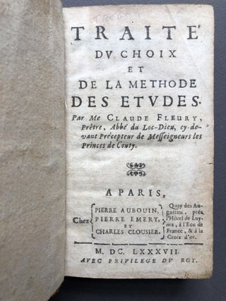 Traité du Choix et de la Méthode des Etudes [Considered the first general work on the history of education]