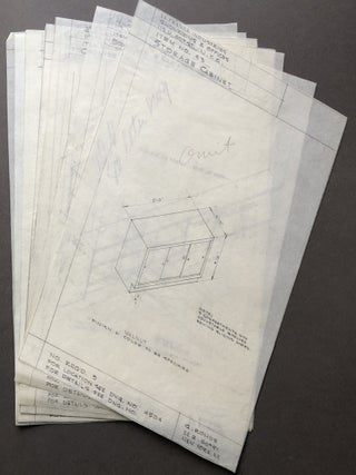 9 pencil drawings 1940s furniture for La France, Mid-Century Modern. Gilbert Rohde.