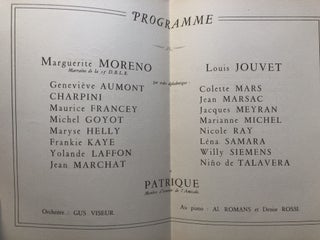 Souvenir program: Gala du Champagne, sous la presidence d'honneur du General Koenig, Boeuf sur le Toit, Lundi 8 Juillet 1946