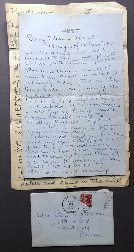 Item #H15975 2 pp. funny 1933 letter to Greensburg PA friend, plus 3 pp. pencil draft for an after-dinner speech. George Ade.
