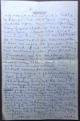 2 pp. funny 1933 letter to Greensburg PA friend, plus 3 pp. pencil draft for an after-dinner speech