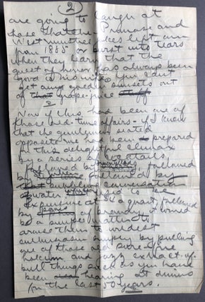 2 pp. funny 1933 letter to Greensburg PA friend, plus 3 pp. pencil draft for an after-dinner speech