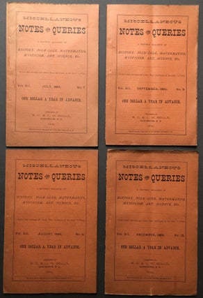 Item #H15987 4 1894 issues of Miscellaneous Notes and Queries, A Monthly Magazine of History,...