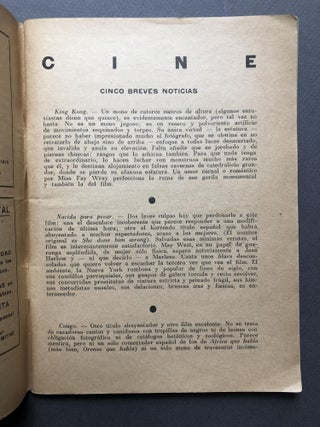 Revista Seleccion Cuadernos mensuales de Cultura, No. 3 (1933), with movie reviews by Borges and Lynch's "El Estanciero"