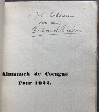 Almanach de Cocagne pour l'an 1920, 1921 & 1922, inscribed to contributor Jean-Emile Laboureur with note from editor