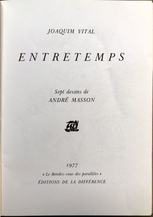 Entretemps - inscribed to fellow poet Alain Bosquet