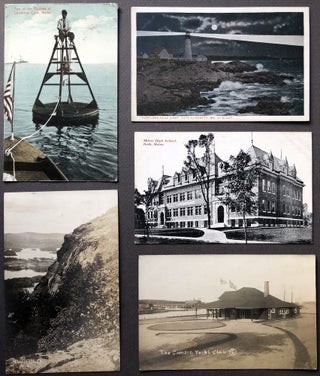 28 1910s postcards of MAINE incl. many RPPC: Bath, Brunswick, Bowdoin, Jefferson, Damariscotta Lake, &c.