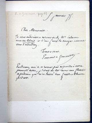 Ren&eacute;e Mauperin -- with tipped in letter from Edmond de Goncourt