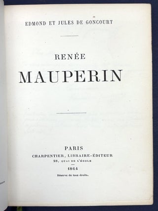 Ren&eacute;e Mauperin -- with tipped in letter from Edmond de Goncourt