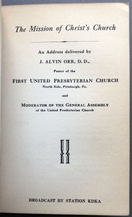 Bound volume of 1925-1939 sermons by Pittsburgh clergyman, many preached on the nation's first radio station KDKA