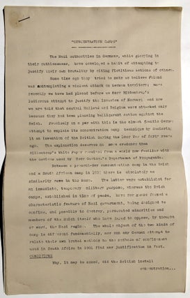 Item #H16533 "Concentration Camps" (published essay ca. 1940 refuting Ribbentrop's claim that...