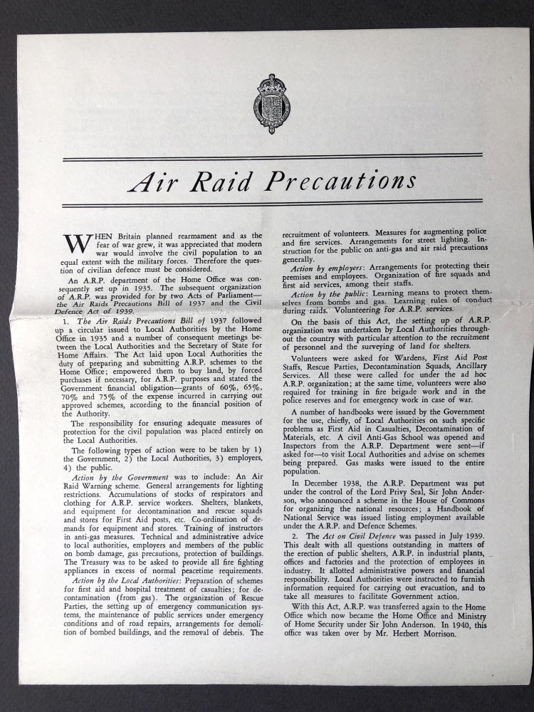 Item #H16584 Air Raid Precautions (1941). British Library of Information.