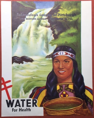 6 small health posters from 1952 with Native American theme, with health advice from the Tuberculosis League of Pittsburgh