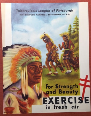 6 small health posters from 1952 with Native American theme, with health advice from the Tuberculosis League of Pittsburgh