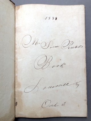 1837 blank tall account book from Louisville, KY