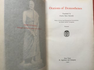 Item #H1718 Orations of Demosthenes, translated by Charles Rann Kennedy. Demosthenes, Charles...