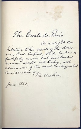 The Campaign of Chancellorsville (1881) inscribed to the Comte de Paris, fellow Civil War historian!