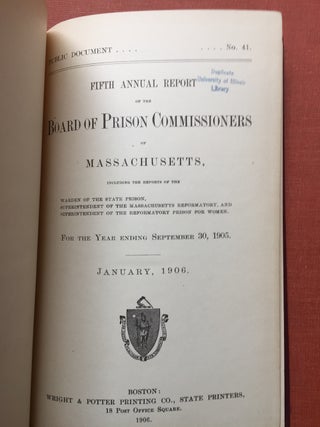 Fifth Annual Report of the Board of Prison Commissioners of Massachusetts (1906)
