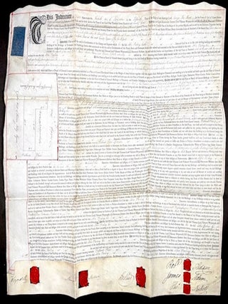 Item #H19204 Large vellum 1775 rental agreement, Portland Place London signed by architects...