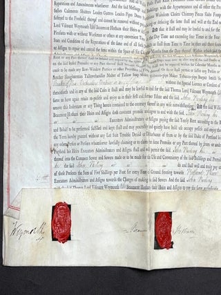 Large vellum 1775 rental agreement, Portland Place London signed by architects Robert & James Adam