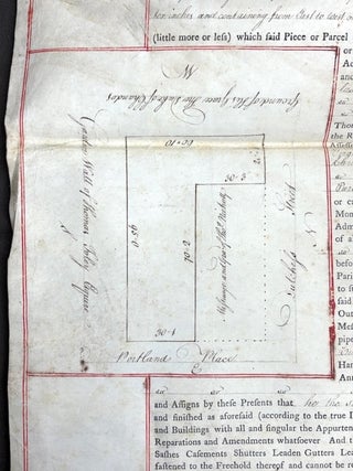 Large vellum 1775 rental agreement, Portland Place London signed by architects Robert & James Adam