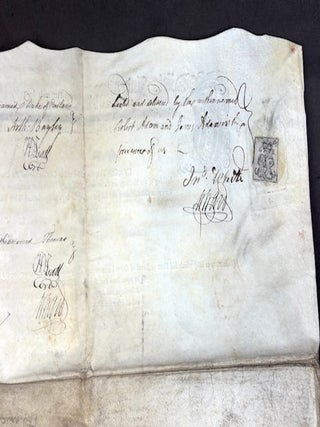 Large vellum 1775 rental agreement, Portland Place London signed by architects Robert & James Adam