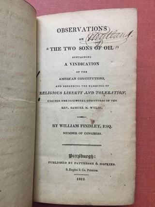 Item #H2093 Observations on "The Two Sons of Oil" containing a vindication of the American...