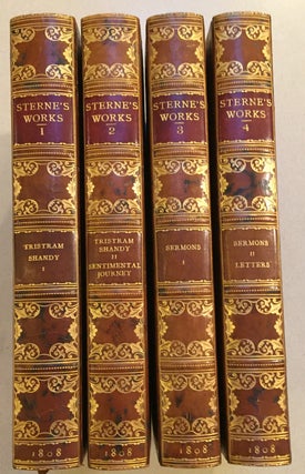 Item #H2286 The Works of Laurence Sterne in Four Volumes (1808, finely bound by Bayntun),...