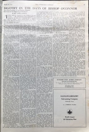 Centenary edition of THE PITTSBURGH CATHOLIC, commemorating the completion of 100 years of the Diocese of Pittsburgh 1843-1944
