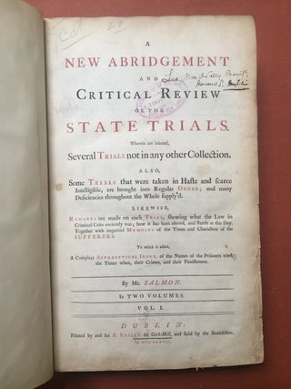 Item #H2365 A New Abridgement and Critical review of the State Trials, (1737) Wherein are...