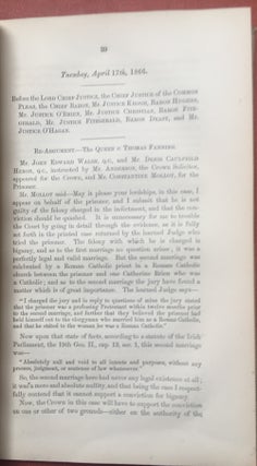 Court of Criminal Appeal. Queen v. Thomas Fanning. Report of the Argument and Judgment on the case reserved from the Dublin City Commission, October 1865