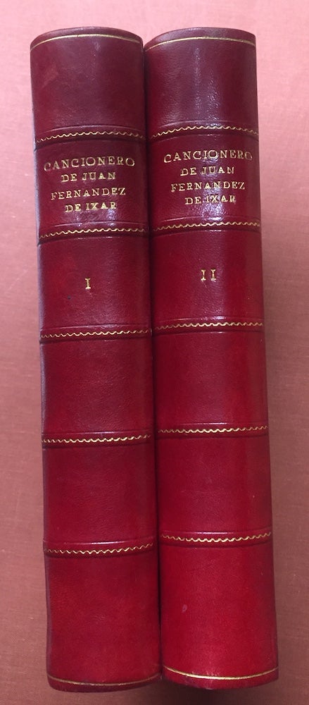Item #H2397 Cancionero de Juan Fernandez de Ixar, 2 volumes (1956). Jose Maria Azaceta, estudio y. edicion critica.