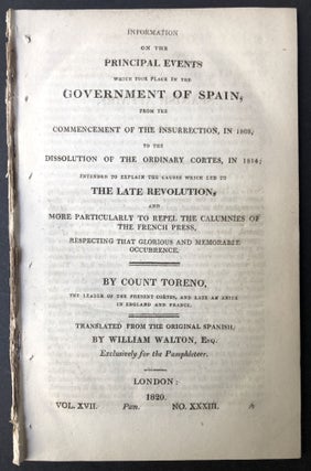 Item #H25369 Information on the principal events which took place in the government of Spain,...