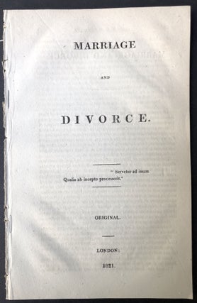 Item #H25395 Marriage and Divorce. Anonymous