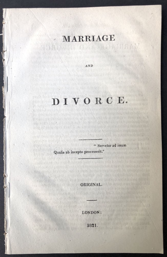 Item #H25395 Marriage and Divorce. Anonymous.