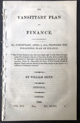 Item #H25401 The Vansittart Plan of Finance. William Dunn