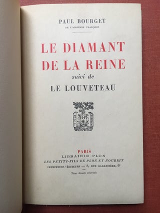 Item #H2636 Le Diamant de la Reine, suivi de Le Louveteau - inscribed copy - no. 10 of 12 on...