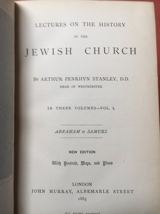 Lectures on the History of the Jewish Church (3 volumes, finely bound, 1885)